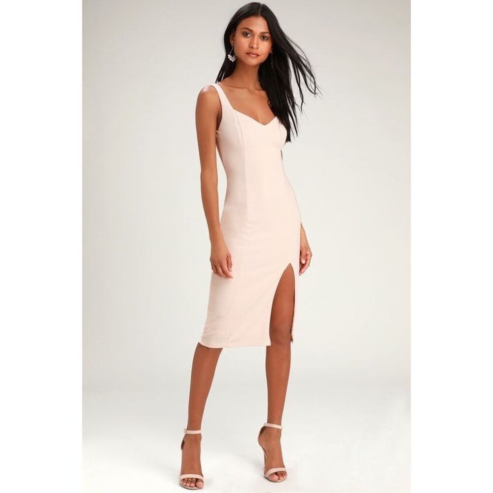 NWT Lulus Take Me Out Tonight Blush Pink Midi Dress - Size S